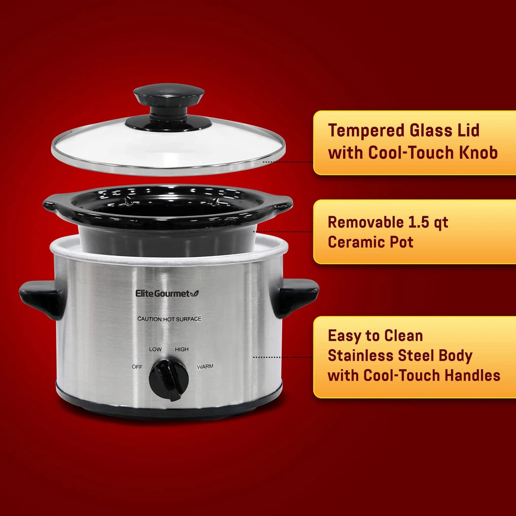 Small Slow Cooker Stainless Steel Crock Pot Mini Kitchen Appliance Portable