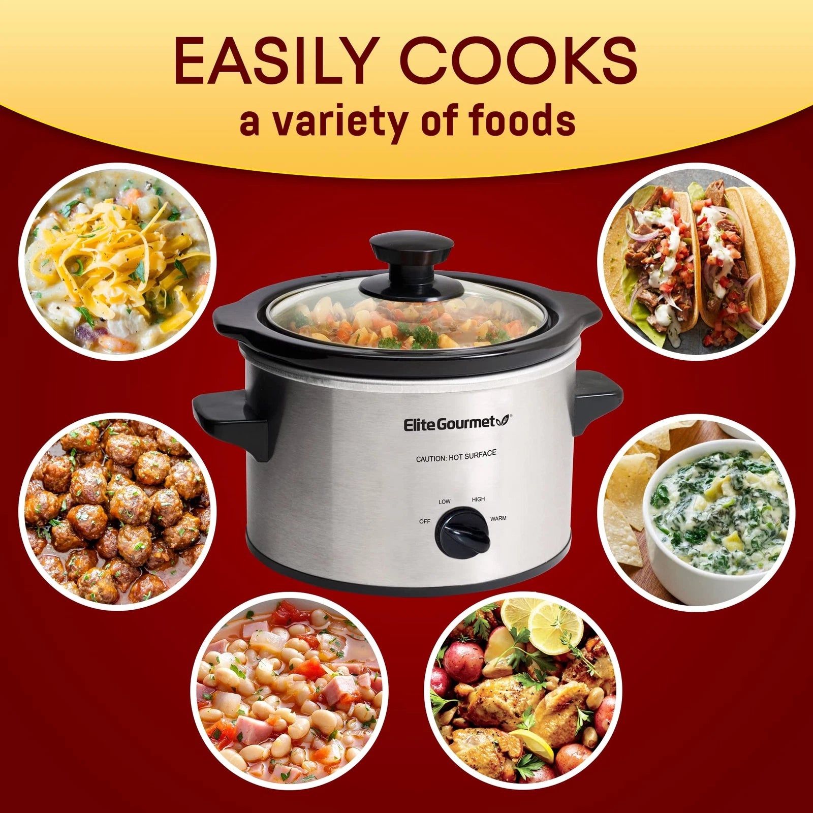 Small Slow Cooker Stainless Steel Crock Pot Mini Kitchen Appliance Portable